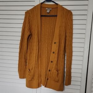Banana Republic Mustard Cable Knit Cardigan